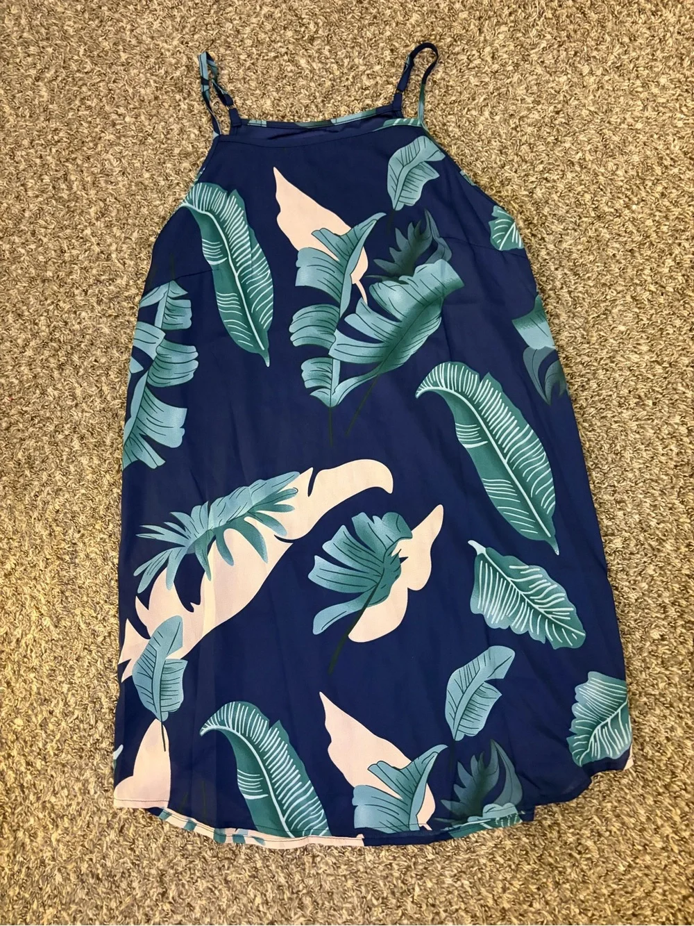 Women’s Navy Tropical Print Swim Cover-Up Dress
